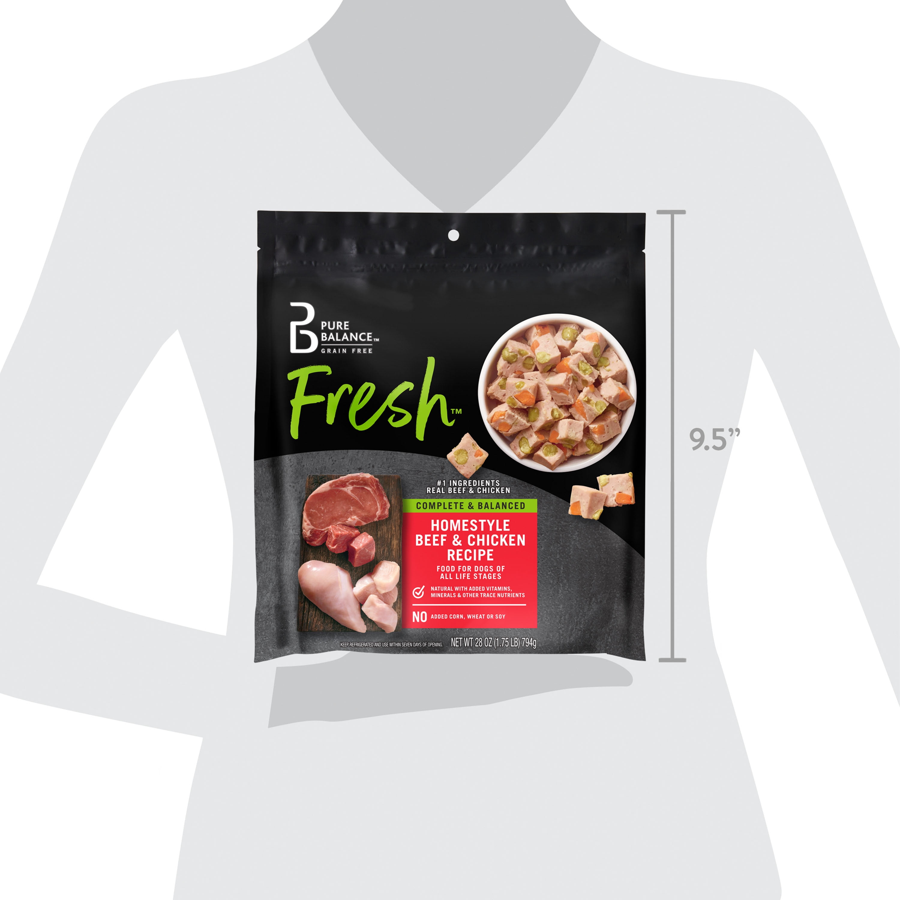 Pure Balance Fresh Grain Free Homestyle Beef Chicken Recipe Dog Food 1.75 lb Bag