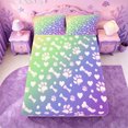 thumbnail image 5 of meiyoeat Rainbow Dog Paw Pattern Bed Sheets,Cute Pet Print Full Size Sheets For Girl,4 Pieces,1 Flat Sheet,1 Fitted Sheet and 2 Pillowcases, 5 of 6