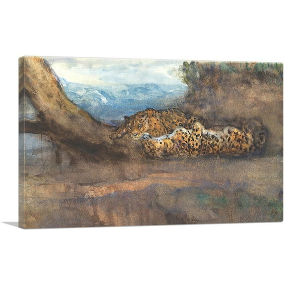ARTCANVAS The Leopard's Siesta Canvas Art Print by John Macallan Swan - Size: 18" x 12" (1.50" Deep)
