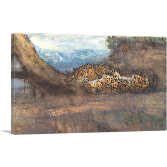 ARTCANVAS The Leopard's Siesta Canvas Art Print by John Macallan Swan - Size: 18" x 12" (1.50" Deep)