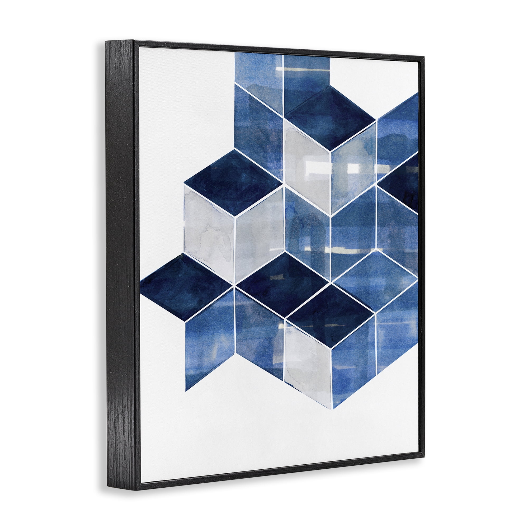 Stupell Industries Stacked Geometric Cubes Abstract Painting Black Framed Art Print Wall Art, 24 x 30