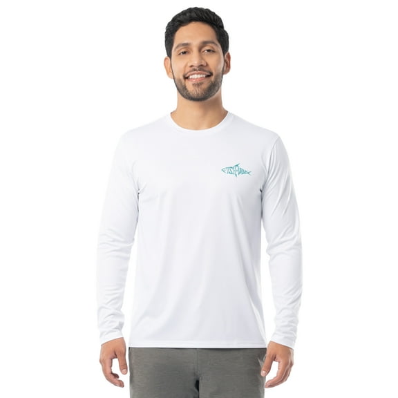 Fish N Vibe Men's Long Sleeve Performance Fishing Graphic Tee, Black/ Caviar, L