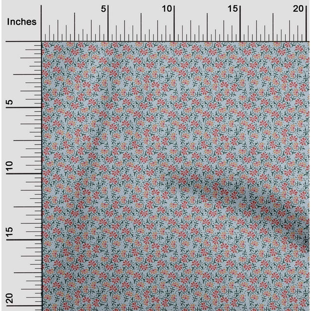oneOone Polyester Lycra Fabric Floral Block Print Sewing Fabric BTY 56 Inch Wide
