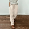 thumbnail image 2 of YUANGUANST Women's Wide Leg Pants Cotton Linen Straight Leg Pants For Women Boho Summer Casual Loose Plus Size High Waist Trousers Beach Outfits Office Slacks, 2 of 4