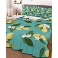 thumbnail image 3 of Quilts Full Size Bedding Set, Lemons Leaves Lightweight Quilted Comforter, Summer Fruits Floral Botanical Teal Green Soft Reversible Bedspread Coverlet with Pillow Covers for All Season, 78" x 90", 3 of 7