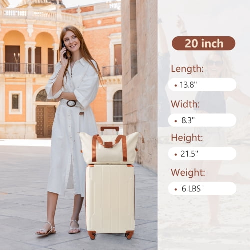 Carry on Luggage Sets 3 Piece Hard Shell Suitcase Lightweight ABS with Double Spinner Wheels for Men Women (20 Inch)