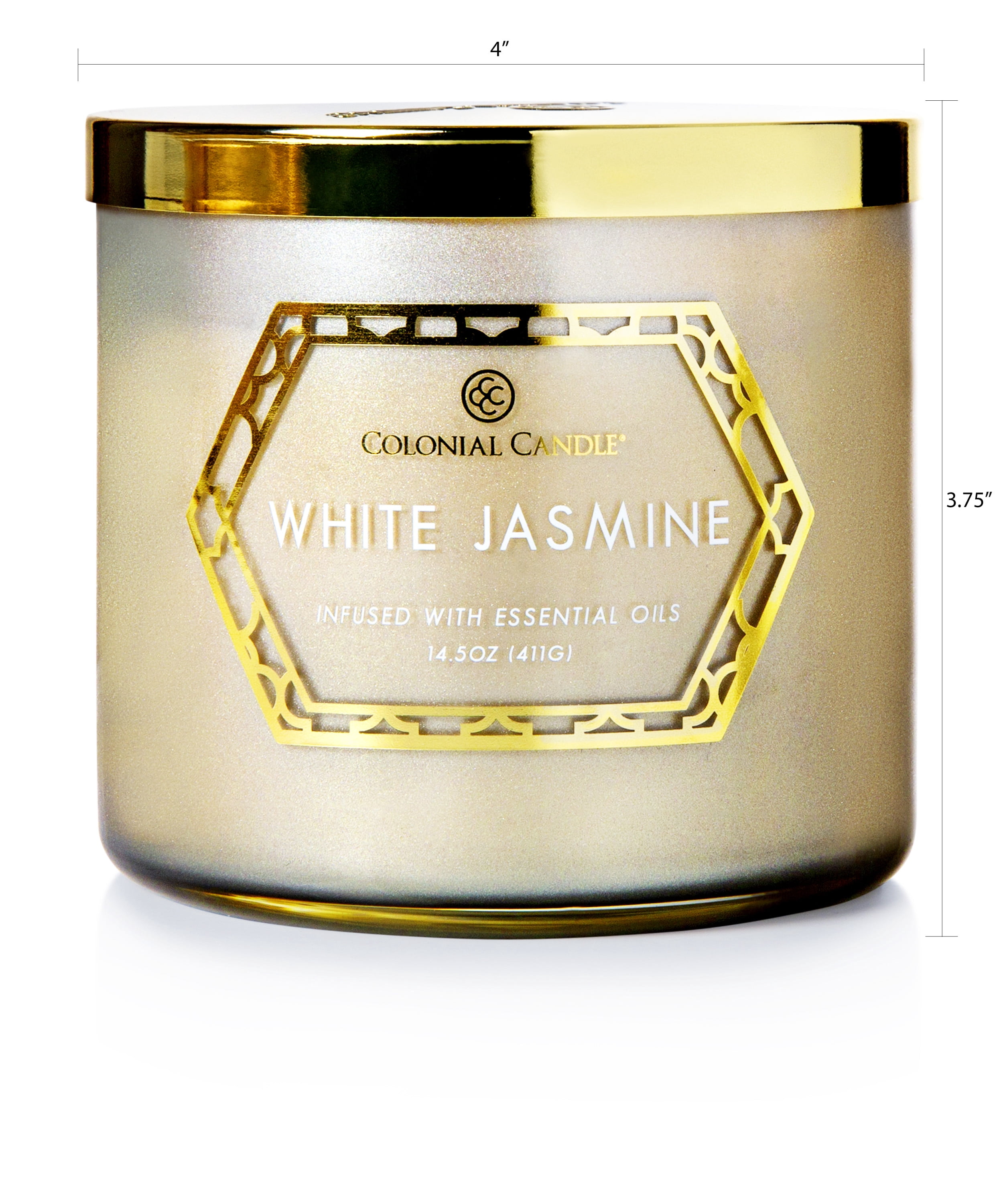 Colonial Candle White Jasmine 14.5oz 3 Wick Candle, Grey