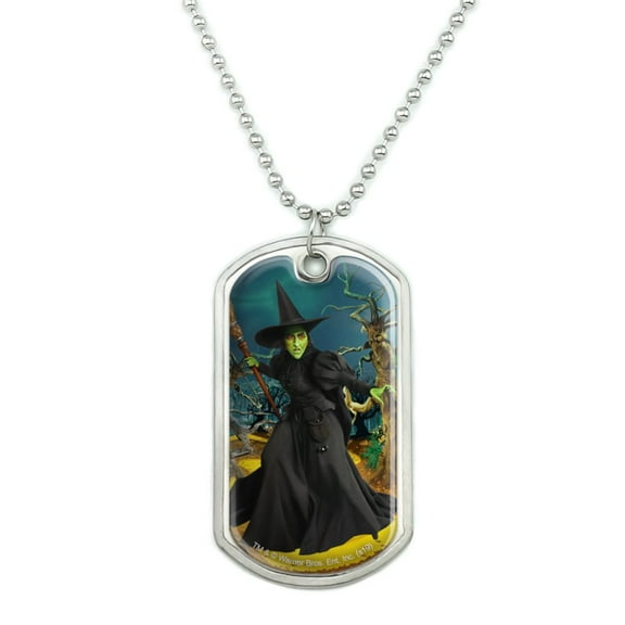 Wizard of Oz Wicked Witch Character Military Dog Tag Pendant Necklace with Chain