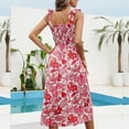 thumbnail image 6 of USSUMA Summer Dresses for Women 2022 Spaghetti Strap Boho Floral Dress Wedding Guest Knee Length Smocked Aline Flowy Sun Dresses Casual Sleeveless Midi Square Neck Beach Party Sundresses, 6 of 7