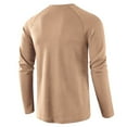 thumbnail image 4 of safuny Loose Basic Pullover Shirts for Men Long Sleeve Athletic Quarter Button Comfy Daily Casual Holiday Solid Color Fashion Beige M, 4 of 4