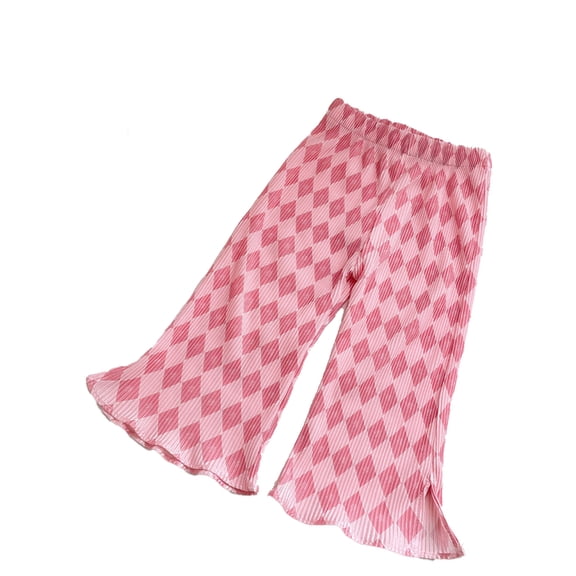 Chenyin Baby Toddler Girls Wide Leg Pants 2-9 Years Kids Print Long Bloomers for Girls Soft Cotton Straight Pants Trousers for Summer