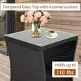 thumbnail image 5 of KINTNESS Patio Wicker Side Coffee Table Coffee Bistro Glass Table Outdoor Backyard Lawn Balcony Pool Square Tempered Glass Top Wicker Rattan End Table Furniture with Storage, 5 of 9