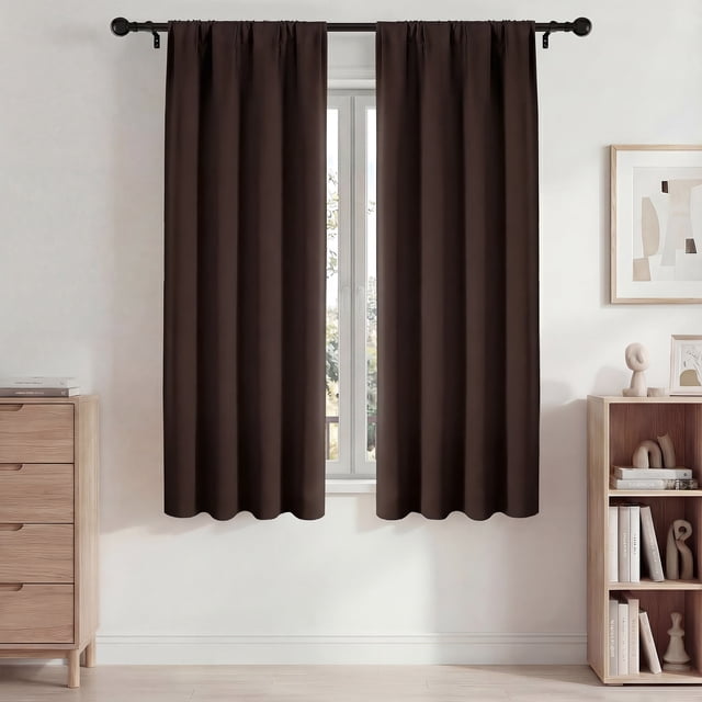 Blackout Cortinas, Cortinas Oscurecedoras de Habitación 42x63in Juego de 2 Paneles, Cortinas Blackout con Bolsillo para Barra para Recámara y Sala de Estar, Cortinas Térmicas Aislantes y Reductoras d