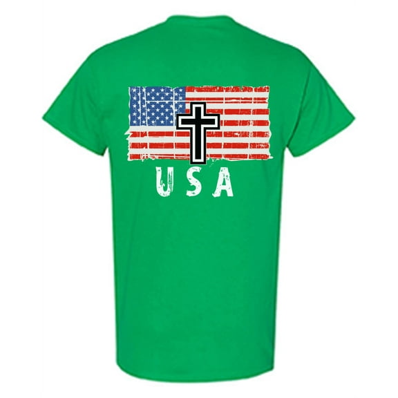 Awkward Styles Cross USA Men Shirt I'm American Vitage USA Flag T shirt for Men Religious Gifts USA Christian Men Tshirt USA Faith Retro USA Flag T-shirt for Men Gifts for Men Print on the Back Only