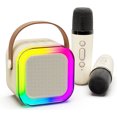 thumbnail image 1 of CNKOO Haut-Parleur Bluetooth LED Microphone Sans Fil pour la Maison Karaoké Extérieur Système Audio Mini Intégré (Rose), 1 of 1