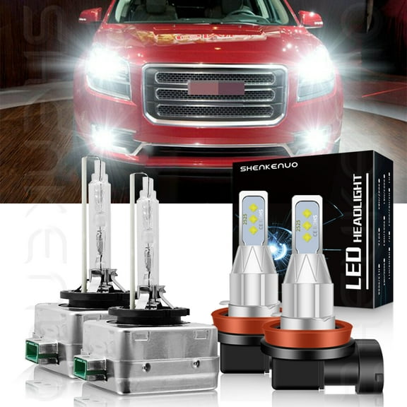 H11 D3S Xenon bulbs for 2013-19 GMC Acadia LED Headlights High Low Beam 4pc
