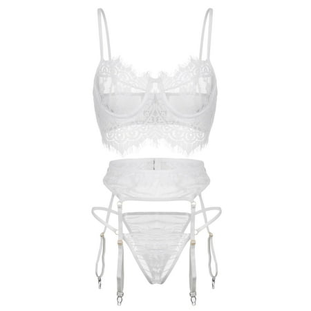 

Dtydtpe underwear women Women Love Lace Lingerie Underwear Sleepwear Pajamas Garter White
