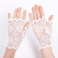 thumbnail image 2 of purcolt Women 1920s Short Lace Gloves Fingerless Bridal Wrist Wedding Tea Party Gloves for Opera Evening Prom Cosplay Accessories for Halloween, 2 of 3