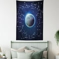 thumbnail image 4 of Astronomy Tapestry, Zodiac Signs and Constellations Around Moon, Wall Hanging for Bedroom Living Room Dorm Decor, 60W X 80L Inches, Night Blue Dark Night Blue Grey Teal Baby Blue, by Ambesonne, 4 of 5