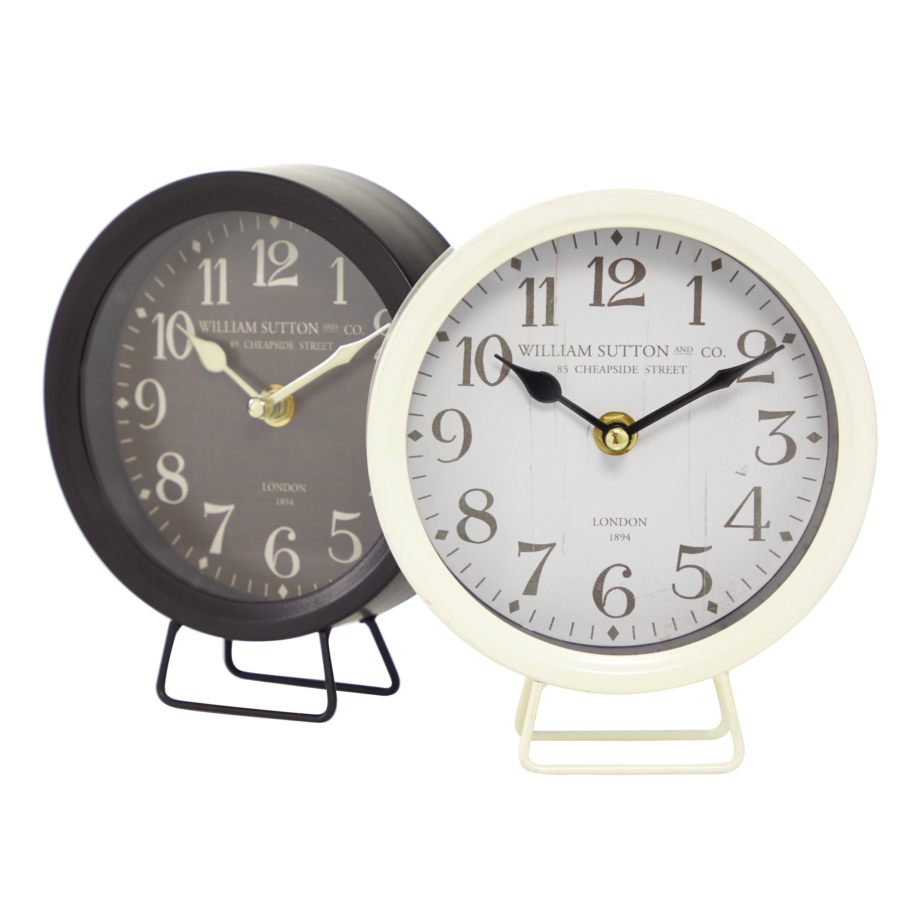 DecMode 7" Black Metal Clock, Set of 2