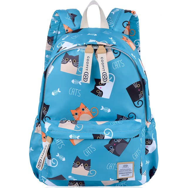 Coofit Ladies Backpack Cartoon Cat Flamingo Nylon Backpack School Backpack Travel Rucksack