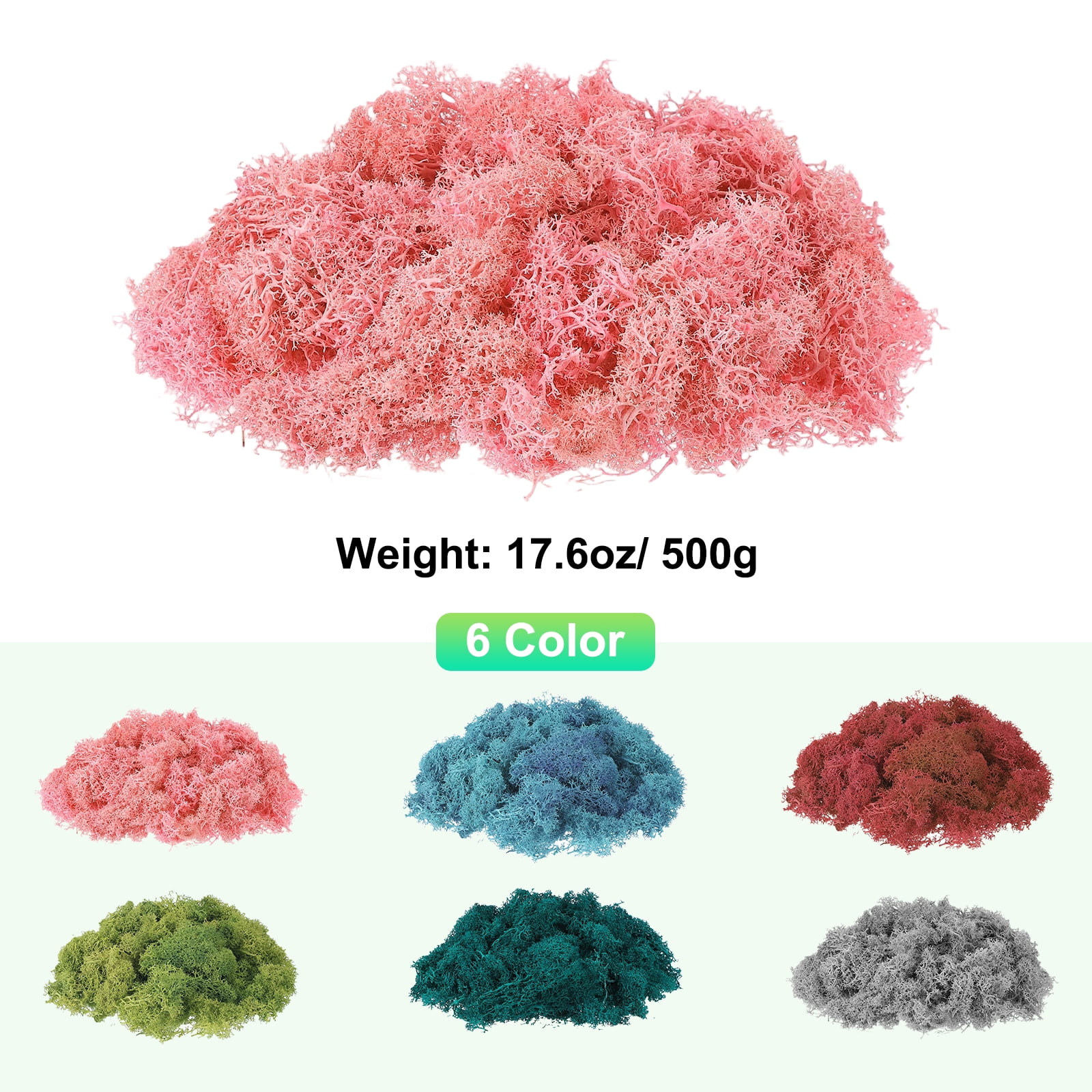 Uxcell Preserved Reindeer Moss 17.6oz Fake Moss for Crafts Artificial Dried Moss for Decoration Terrariums Light Pink