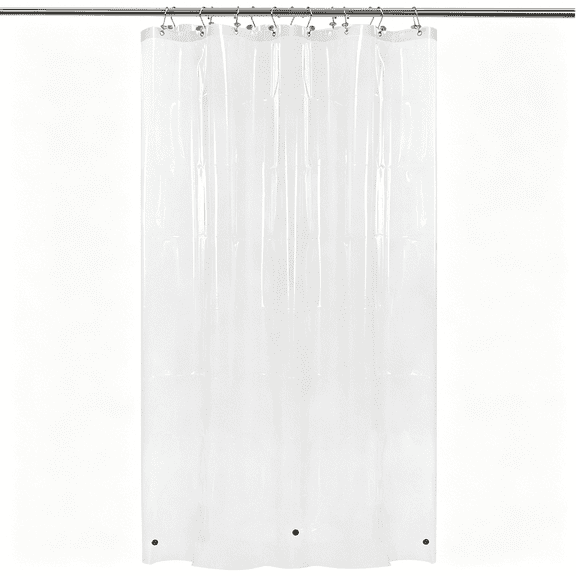 AUQ Design 48 Inch Wide Stall Shower Curtain Liner with 3 Magnets - Peva, Waterproof, Pvc Free, Metal Grommets, Clear, 48X72