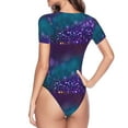 thumbnail image 4 of Daiia Purple And Green Glitter Women'S Crew Neck Short Sleeve Slim Fit T Shirts Tops Basic Bodysuit Leotard Clothing-X-Large, 4 of 9