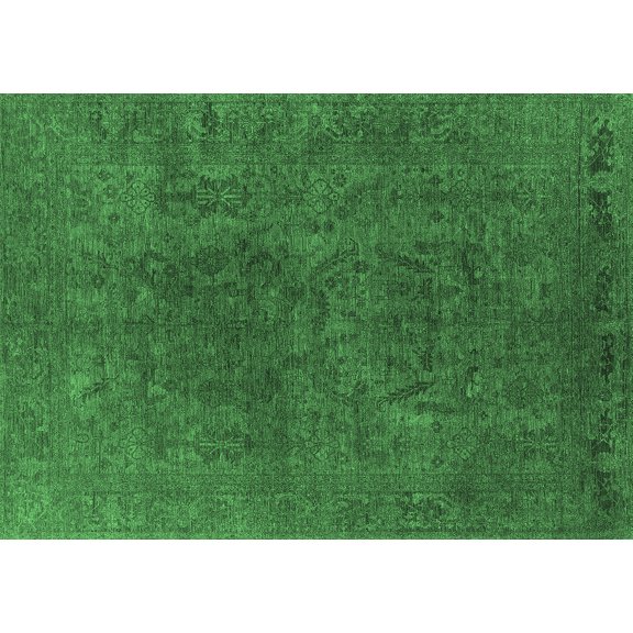 Ahgly Company Indoor Rectangle Oriental Emerald Green Industrial Area Rugs, 5' x 7'
