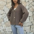 thumbnail image 6 of HOMBOM Crew Neck Lightweight Sweaters for Women Coffee Long Sleeve Solid Casual Cable Knit Sweaters L, 6 of 7