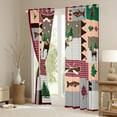 thumbnail image 3 of Moose Lodge Windows Drapes Block 30%-50% Light,Rustic Famhouse Boat Bass Fish Adventure Curtains,Retro Brown Gray Red Plaids Stripes Patchwork Window Drapes 38Wx54L Inches Set of 2, 3 of 6