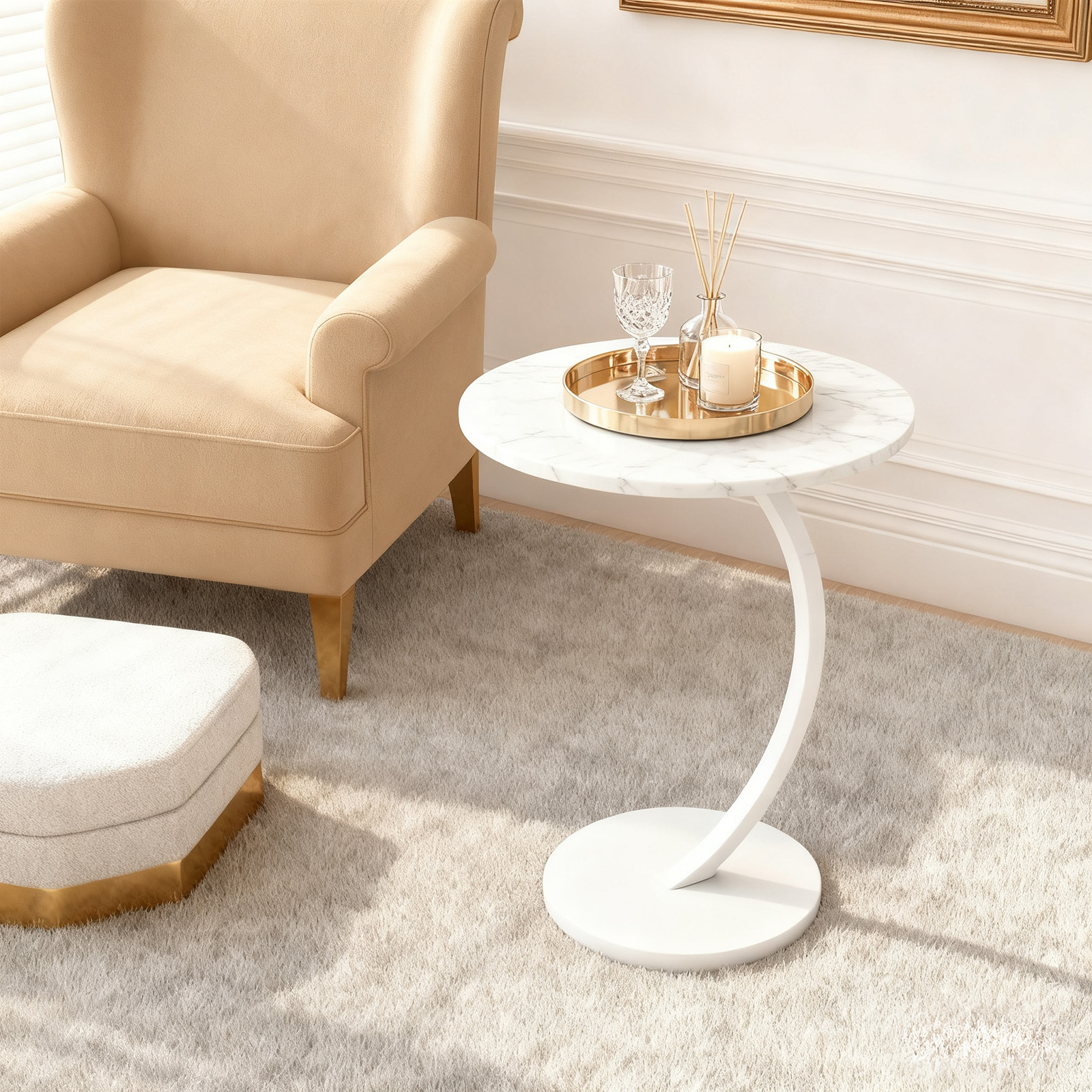 PinkSheep Adjustable Small Side Table End Table Accent Table Tray Table for Living Room Small Spaces