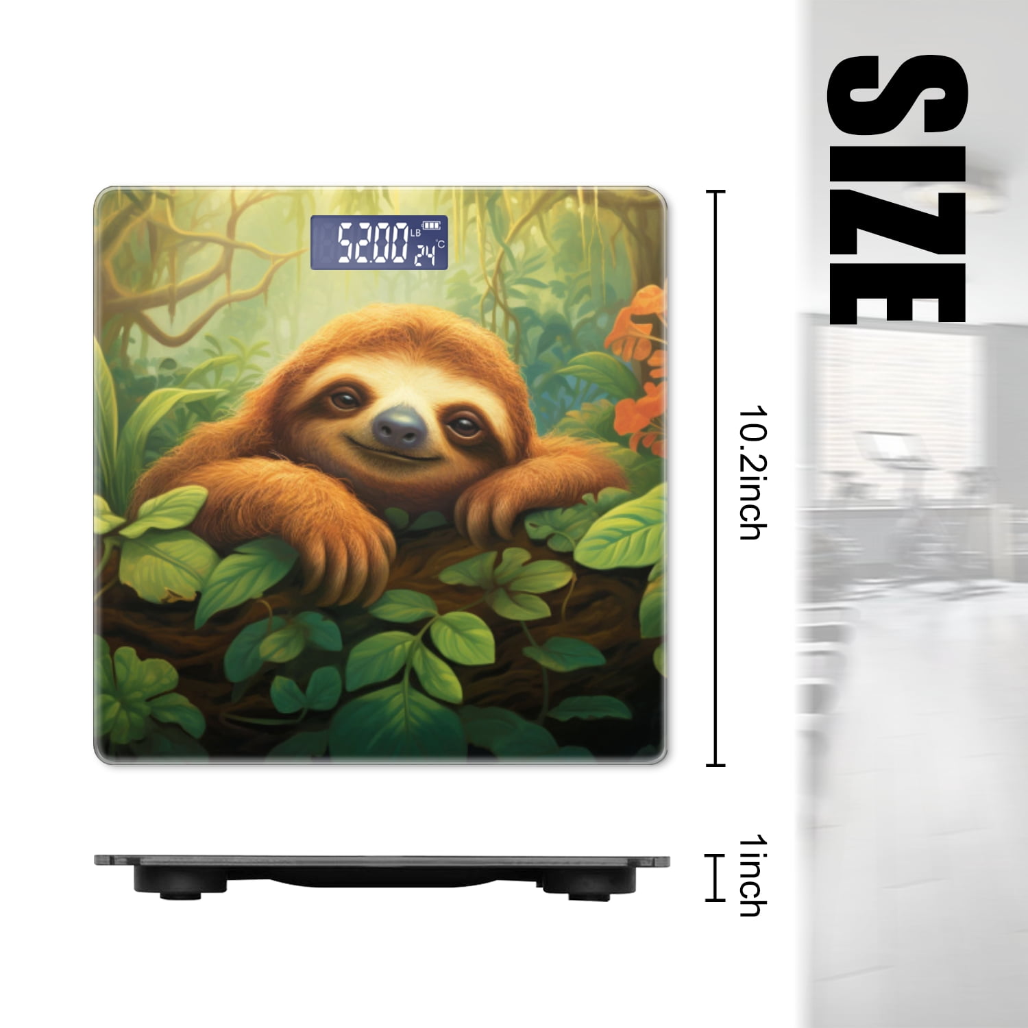 Digital Bathroom Scale with Large LCD Display,High Capacity Scale 400 lbs High Precision body fat scale-Cute Sloth Nestled In The Lush Greenery Of Rainforest