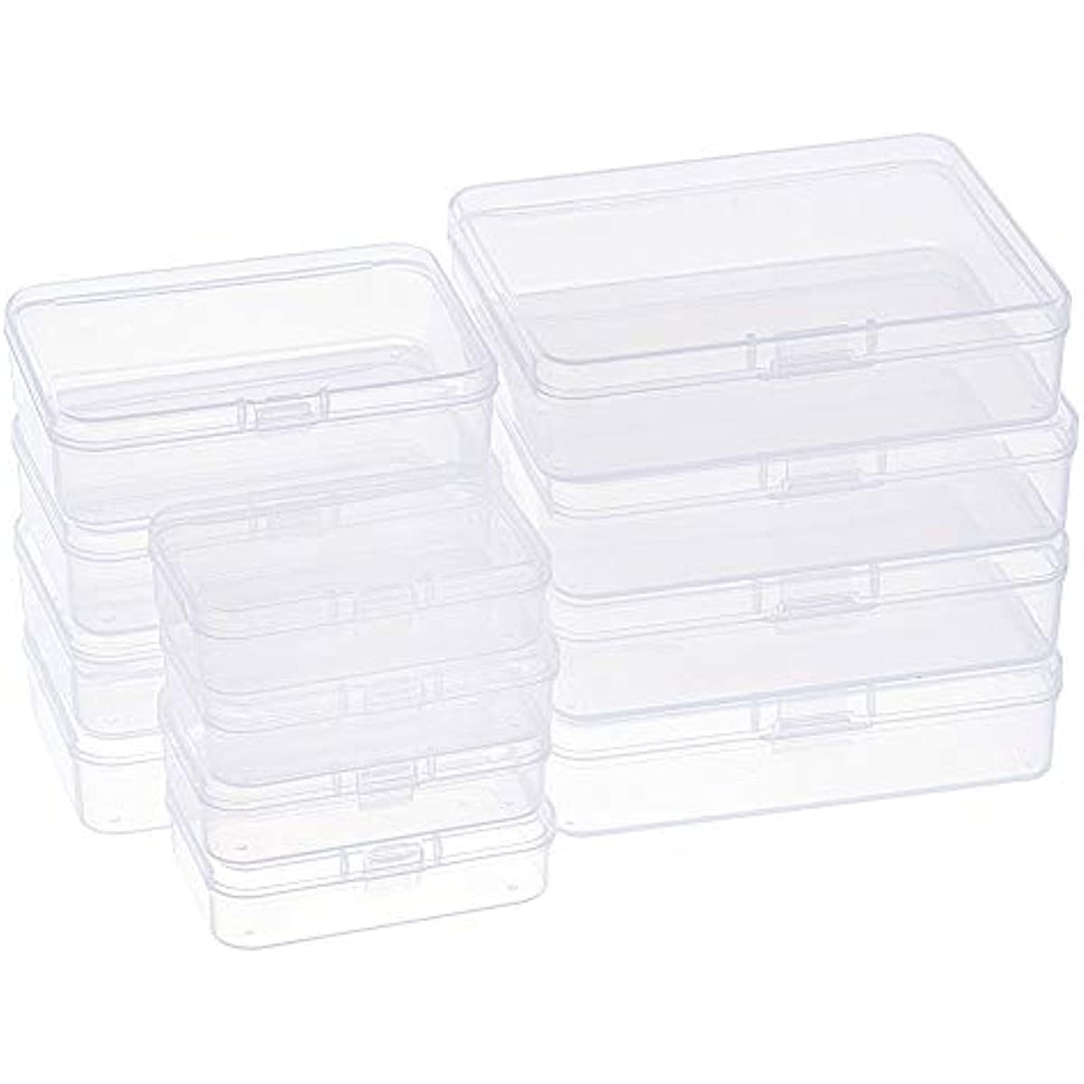 12 Pack 3 Mixed Sizes Rectangular Clear Plastic Bead Storage Box with