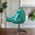 thumbnail image 2 of Urban Porcelain Standing Bird Figurine with Open Beak and Metal Legs Design Gloss Finish Blue, 2 of 5