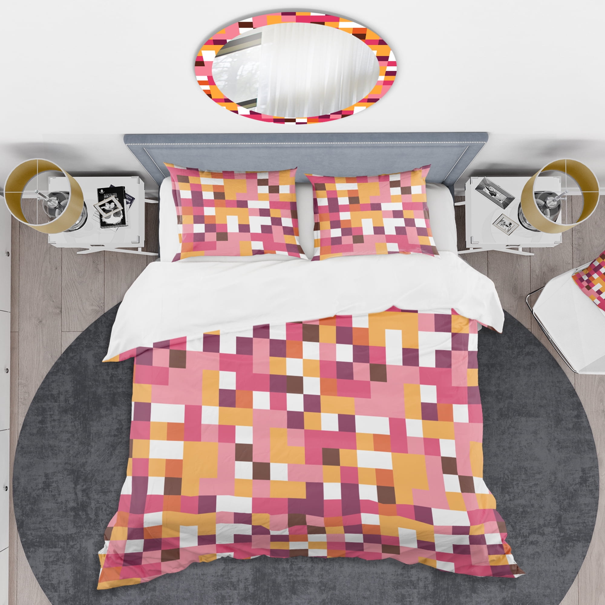 Designart 'Retro Geometric Design VII' Mid-Century Modern Duvet Cover Set