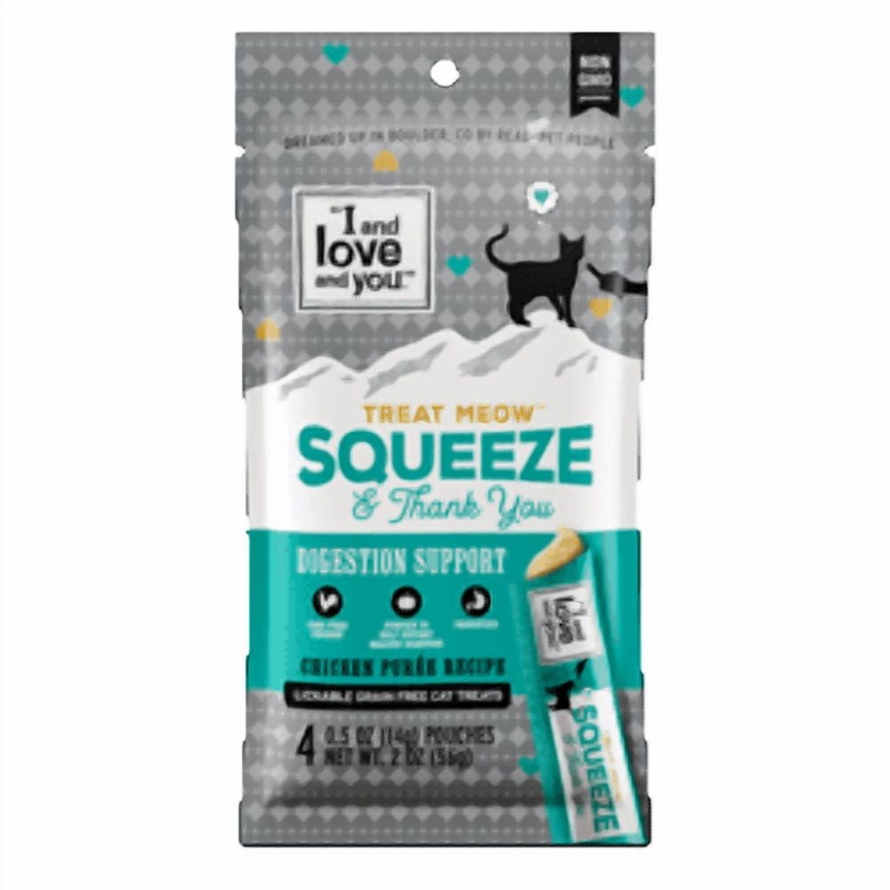 (2 pack) "I and love and you" Treat Meow Squeeze & Thank You Lickable Cat Treat Variety Chicken/Tuna
