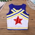 thumbnail image 5 of Kaerm Kids Girls Shiny Star School Cheerleading Uniform Shell Top with Pleated Skirts for Cosplay Blue 5-6, 5 of 7