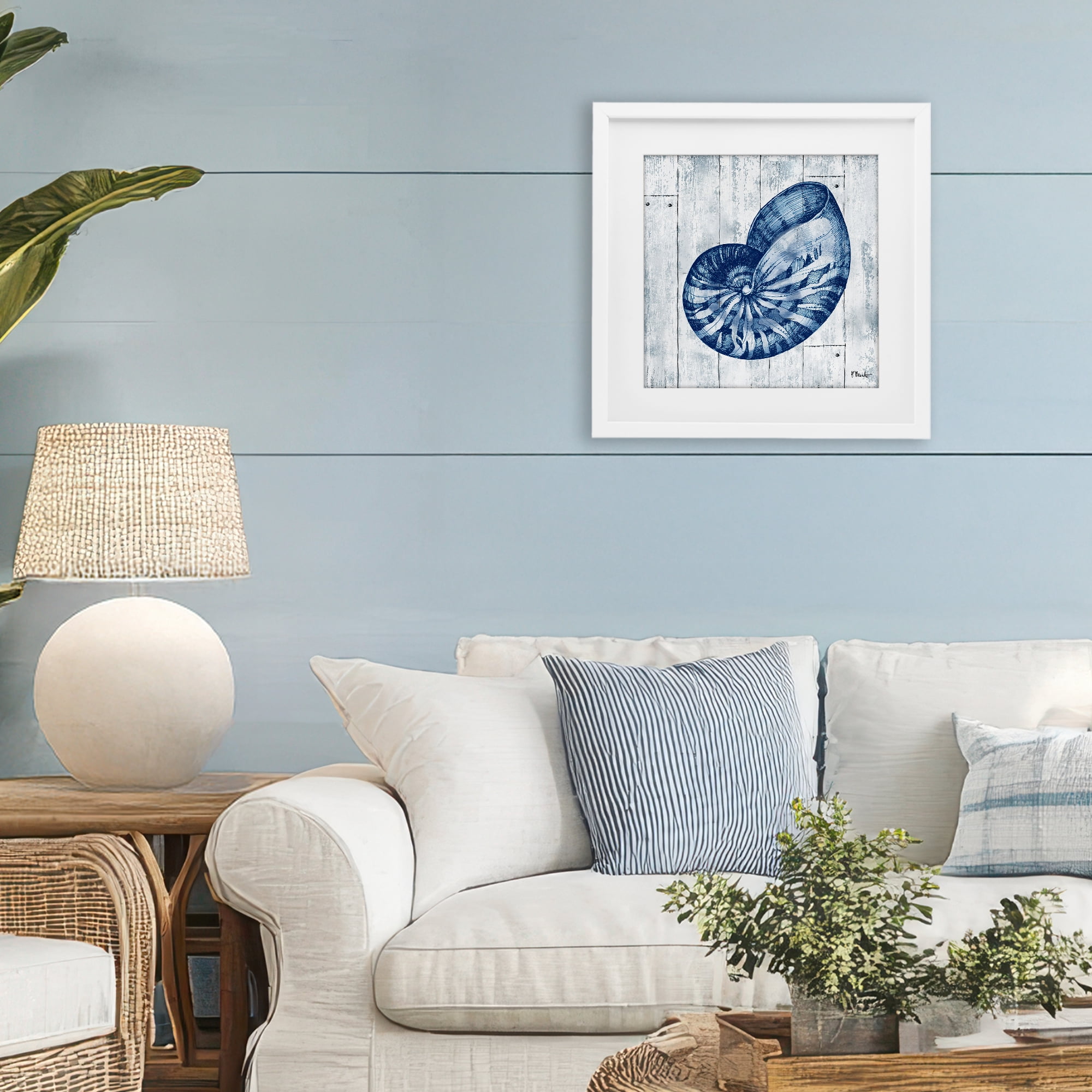 Stupell Industries Coastal Timberland Nautilus White Framed Print Under Glass, design by Paul Brent