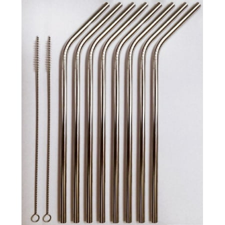 Elegant Straw - 8 Stainless Steel Drinking Straws 2 Brush Cleaners CocoStraw Elegant Eco Friendly SAFE, NON-TOXIC non-plastic, non-glass