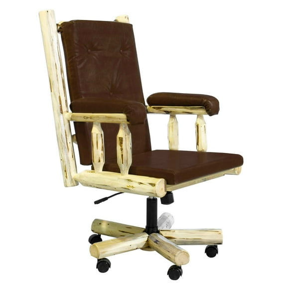 Montana Collection Upholstered Office Chair, Clear Lacquer Finish