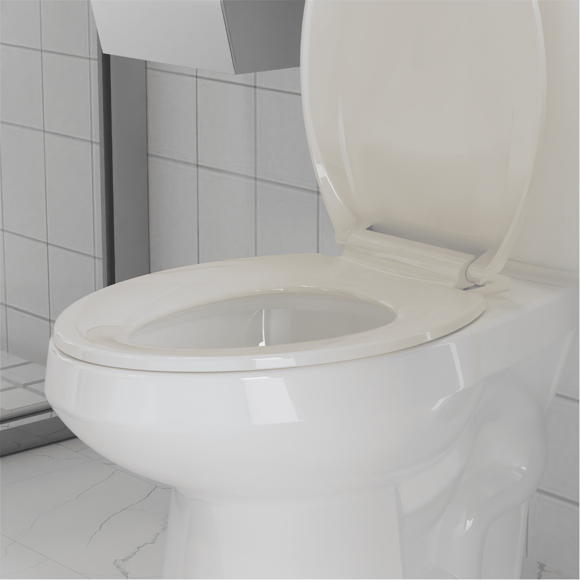 Elongated Toilet Seat, Slow Close Toilet Cover Seat for Easy Clean and Stain-Resistant, Plastic Toilet Seat with Cover, Quick-Release Hinges and Quick-Attach Hardware, Almond