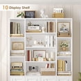 thumbnail image 5 of Hiphuta 75" Tall Modern Bookcases with 2 Double Door Cabinet, 47"Wide Wooden Storage Bookshelf for Living Room Home Office Entryway, White, 5 of 7