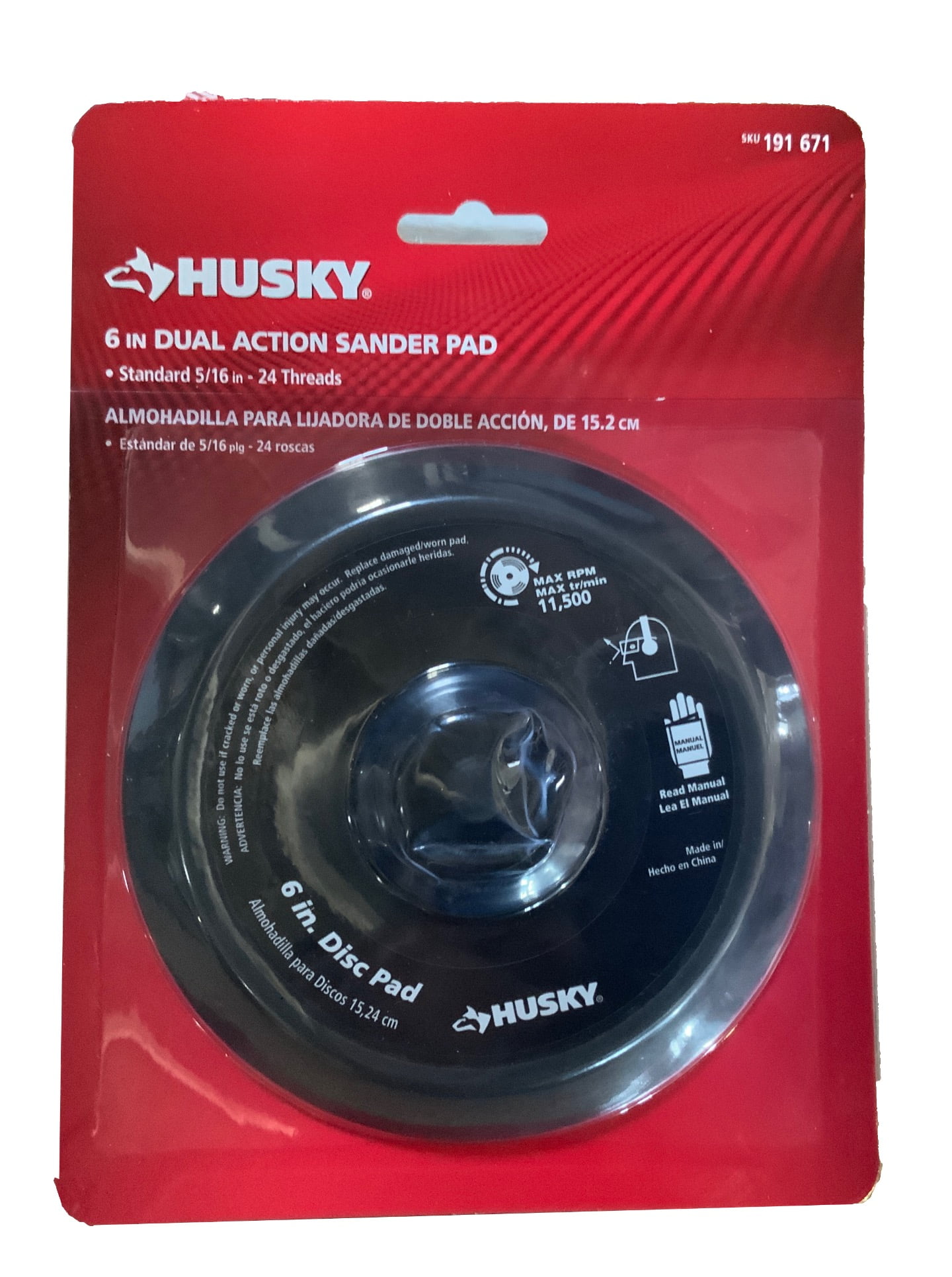 191 671 Husky 6 in Dual Action Sander Pad Sanding Adhesive Disc Pads 