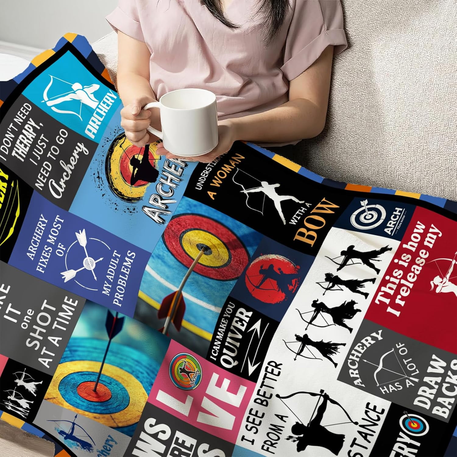 Archery Blanket Flannel Sports Archery Throw Blanket Ultra Soft Cozy Fleece Decor Blanpolyesterkets Gift for Womens Girls Mens Couch Sofa Bed 50" x 40"