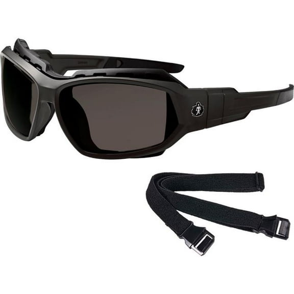 Ergodyne B3139721 Skullerz LOKI-AFAS Safety Spoggles with Strap Smoke Lens Matte Black Frame