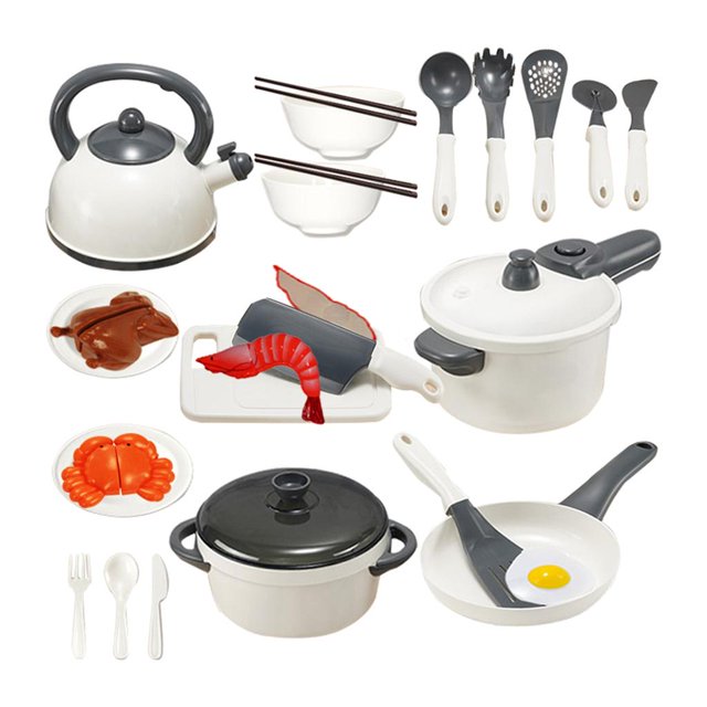 Deluxe Pretend Play Set de Utensilios de Cocina Cortar Comida Cocina Hermosos Juguetes , 25 piezas Baoblaze Pretend Play Utensilios de cocina
