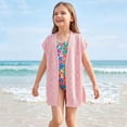 thumbnail image 2 of Girl's Crochet Sheer Open Front Swim Cover Up Short Sleeve Summer Beach Kimono Swimsuits, 2 of 8