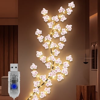 Willow Vine LED-Lichterkette Mit Pinken Blüten – Flexibler Zweig, 8 Modi, Fernbedienung, Für Wand, Fenster &