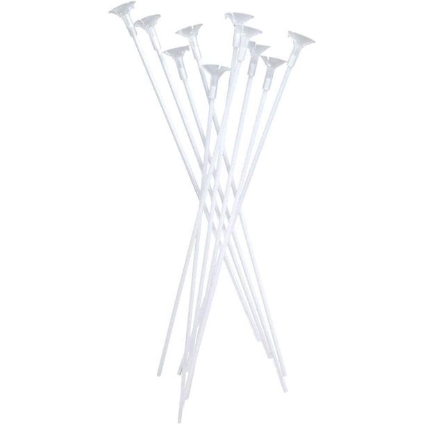 Details about   PMU Balloon Sticks 24in White with Clear Cups Premium Quality 